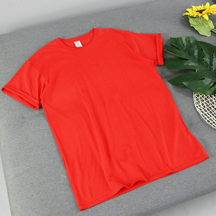 American Retro Loose Men's And Women's Solid Color Solid Color Bottoming Cotton Short-sleeved