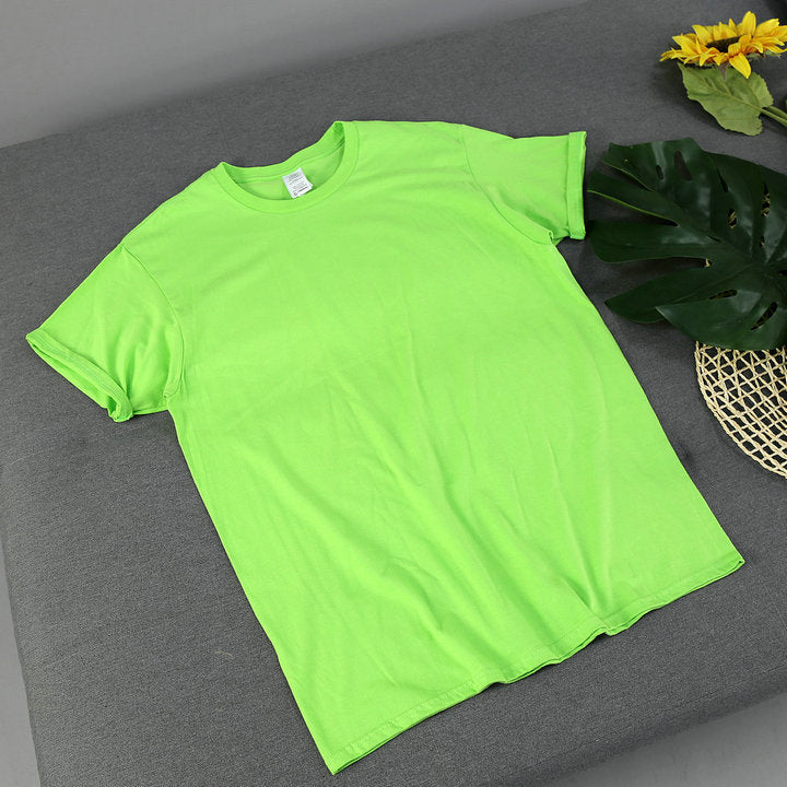 American Retro Loose Men's And Women's Solid Color Solid Color Bottoming Cotton Short-sleeved