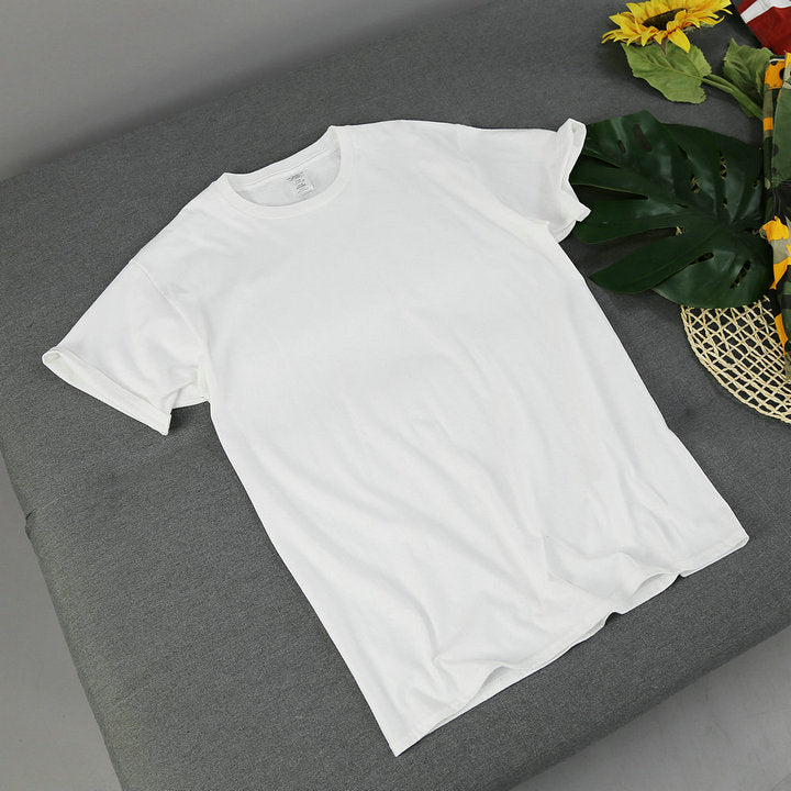 American Retro Loose Men's And Women's Solid Color Solid Color Bottoming Cotton Short-sleeved