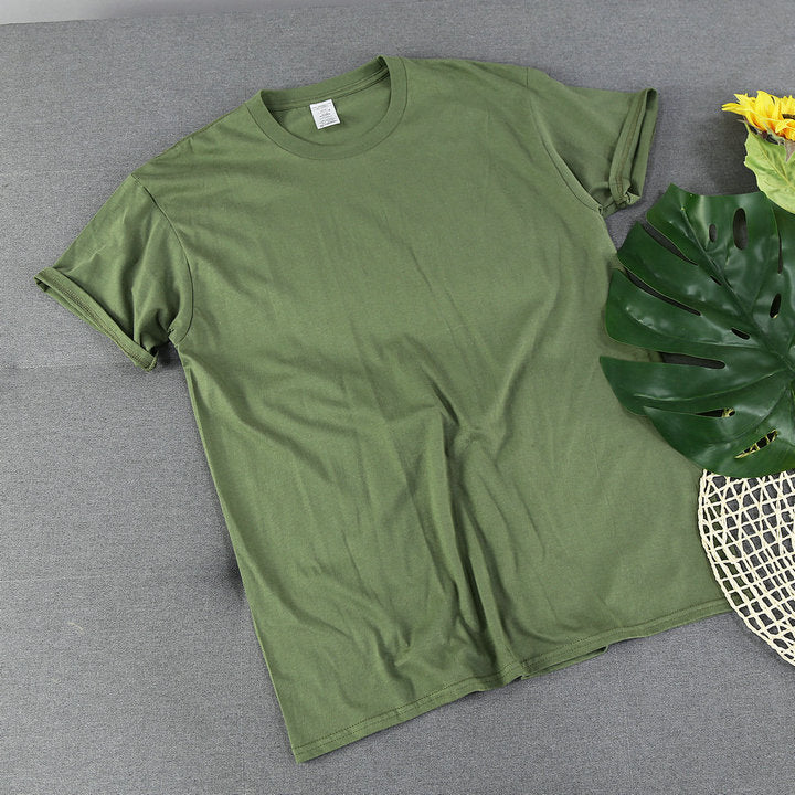 American Retro Loose Men's And Women's Solid Color Solid Color Bottoming Cotton Short-sleeved