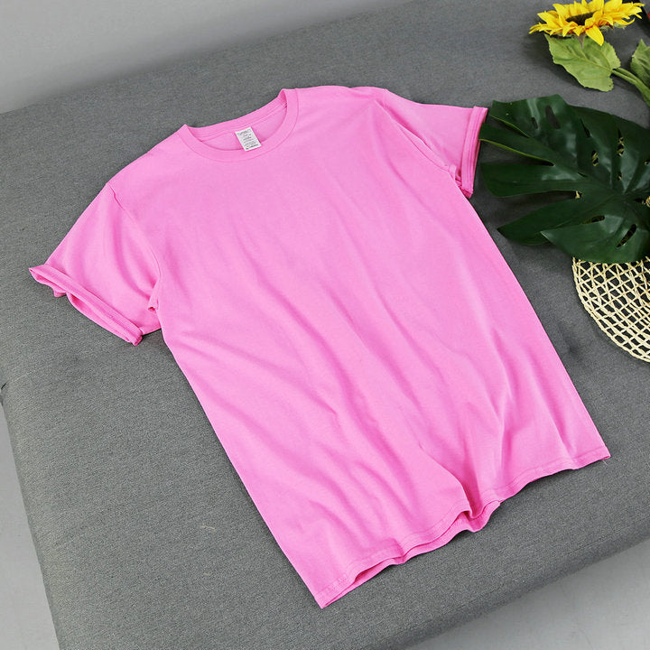 American Retro Loose Men's And Women's Solid Color Solid Color Bottoming Cotton Short-sleeved