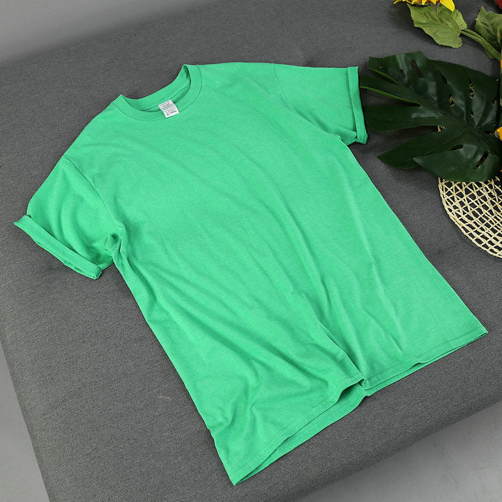 American Retro Loose Men's And Women's Solid Color Solid Color Bottoming Cotton Short-sleeved