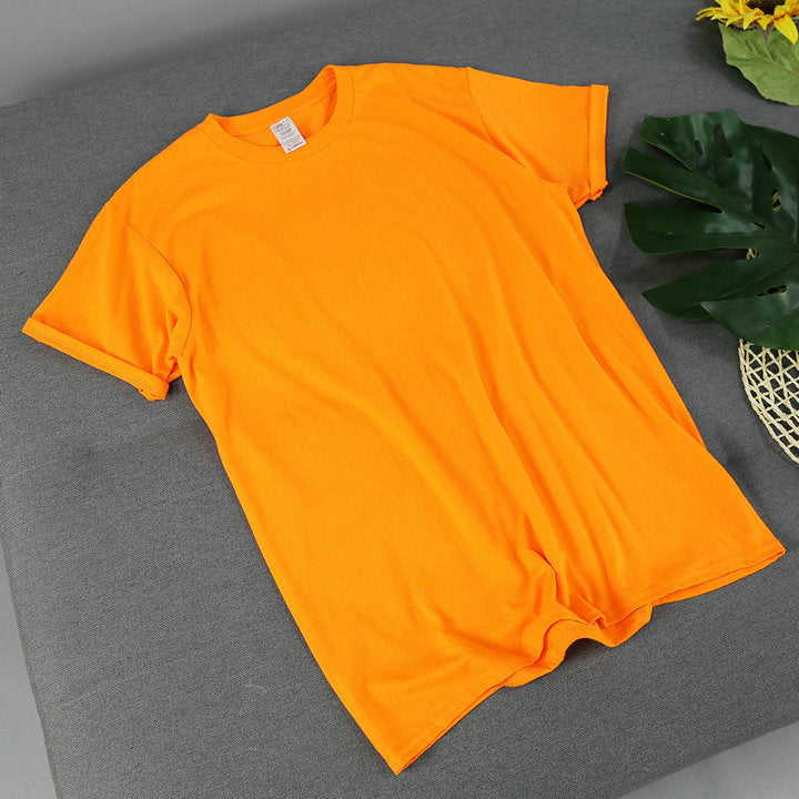 American Retro Loose Men's And Women's Solid Color Solid Color Bottoming Cotton Short-sleeved