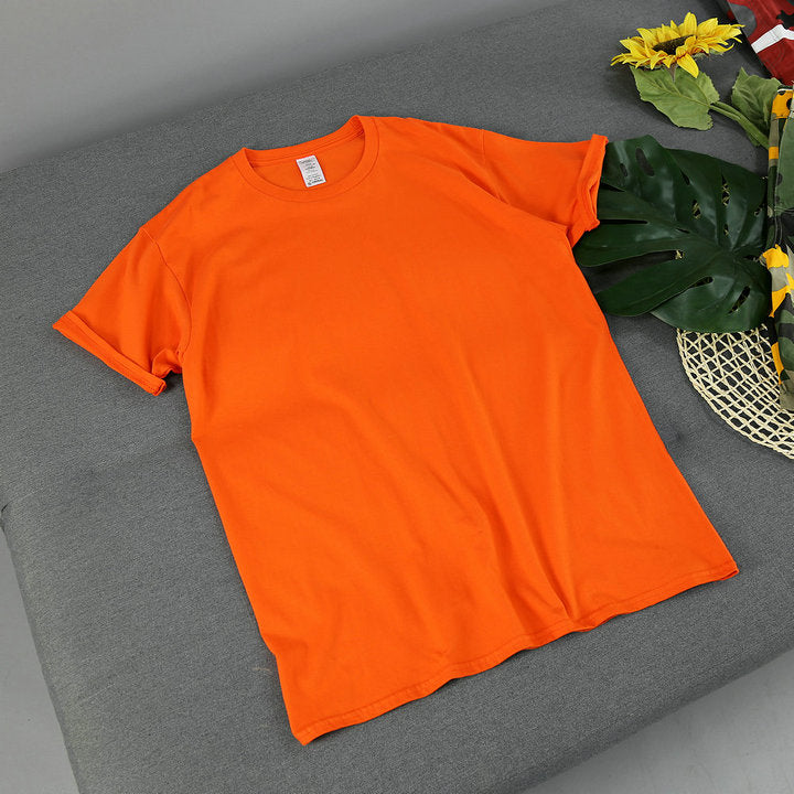 American Retro Loose Men's And Women's Solid Color Solid Color Bottoming Cotton Short-sleeved