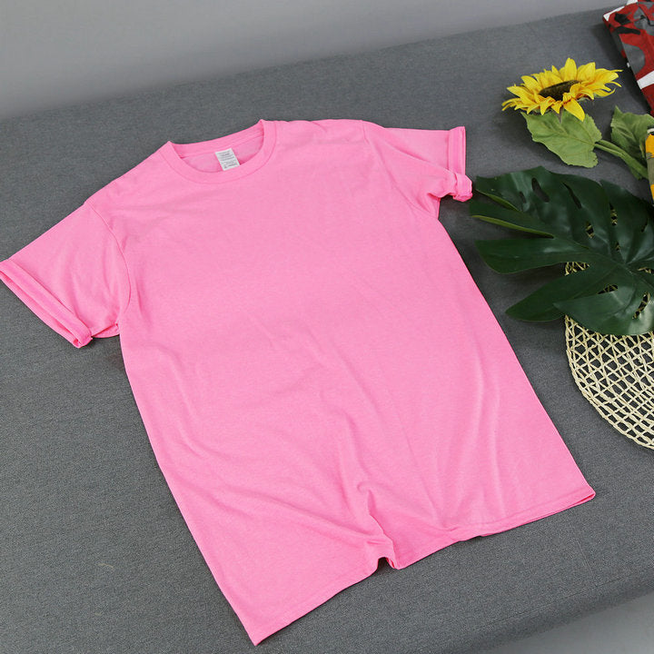 American Retro Loose Men's And Women's Solid Color Solid Color Bottoming Cotton Short-sleeved