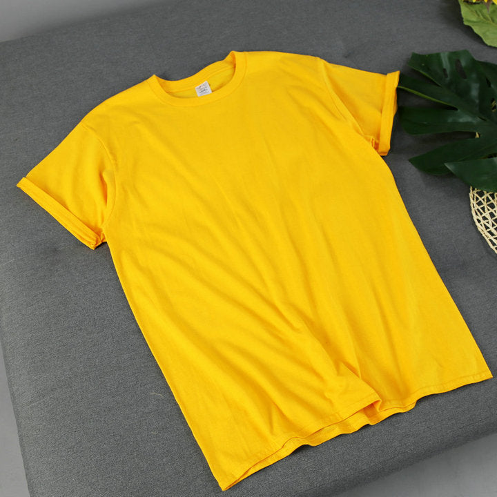 American Retro Loose Men's And Women's Solid Color Solid Color Bottoming Cotton Short-sleeved