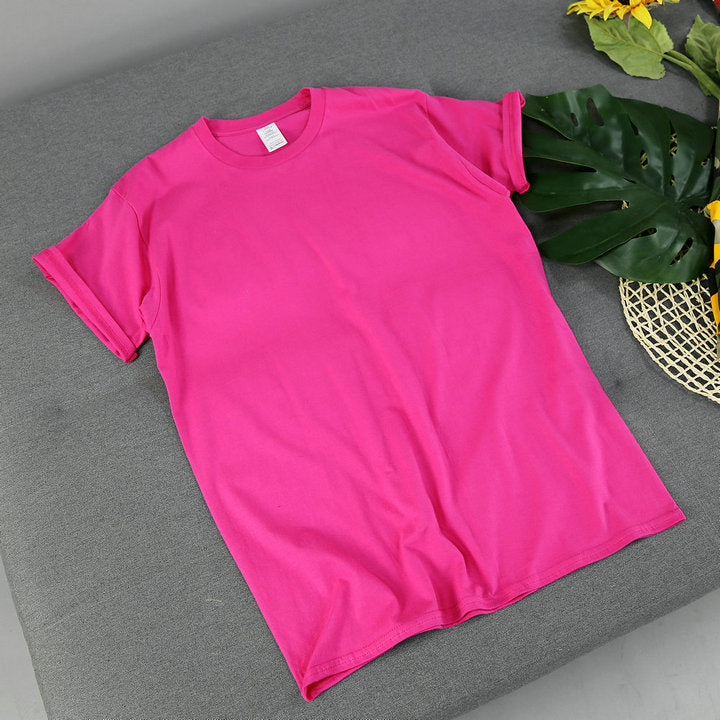 American Retro Loose Men's And Women's Solid Color Solid Color Bottoming Cotton Short-sleeved