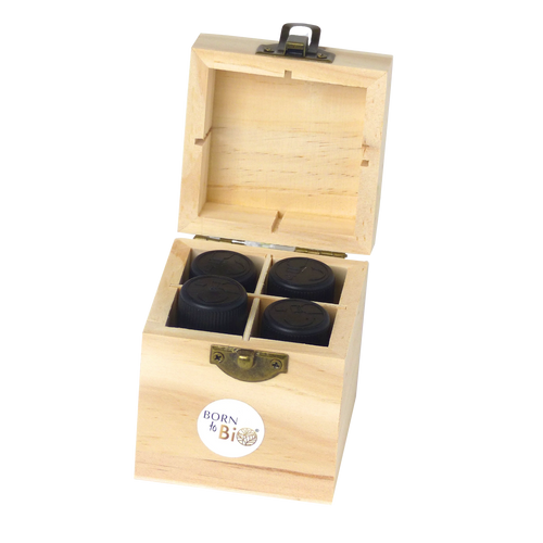 Boîte en bois pour 4 flacons d'huiles
