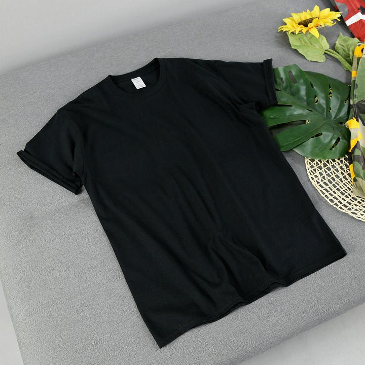 American Retro Loose Men's And Women's Solid Color Solid Color Bottoming Cotton Short-sleeved