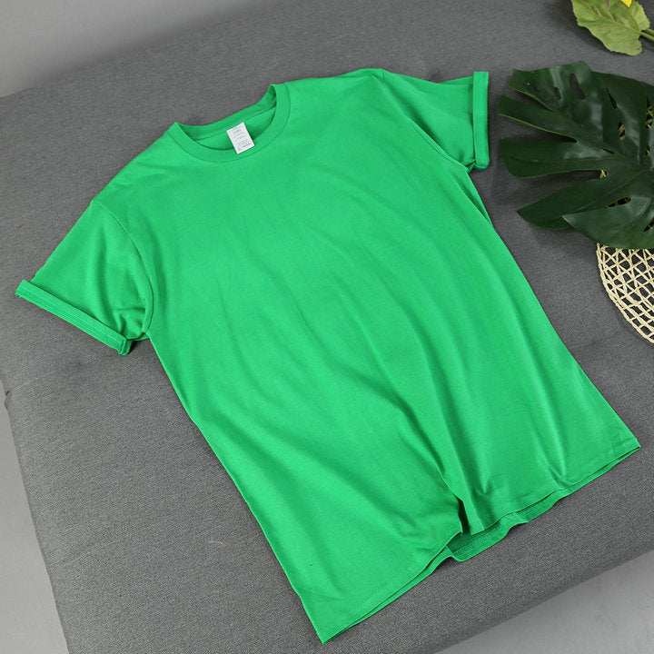 American Retro Loose Men's And Women's Solid Color Solid Color Bottoming Cotton Short-sleeved