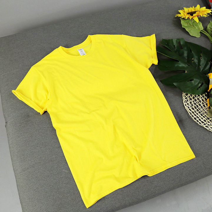 American Retro Loose Men's And Women's Solid Color Solid Color Bottoming Cotton Short-sleeved