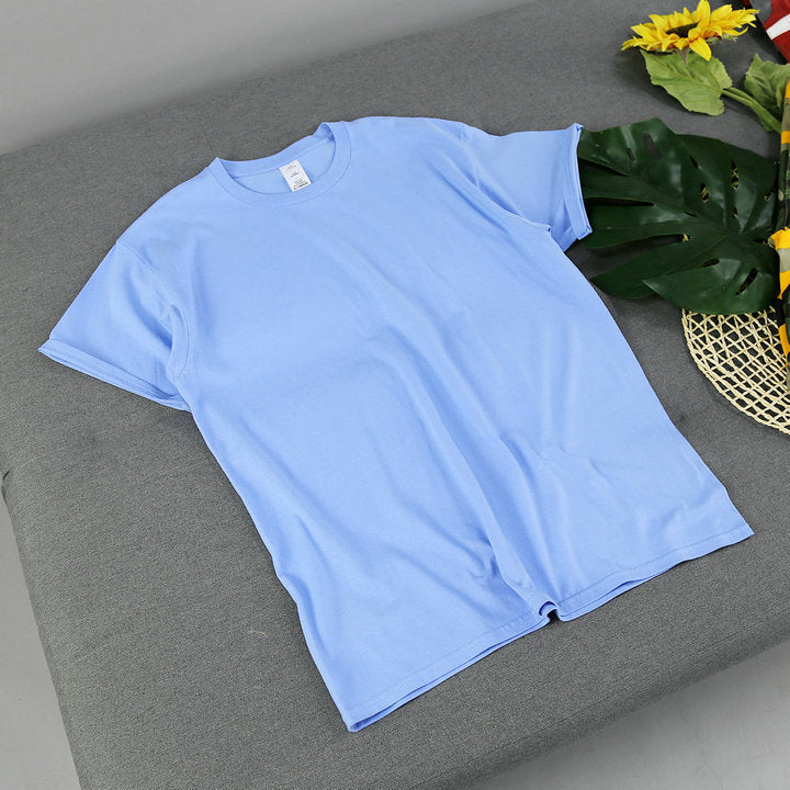 American Retro Loose Men's And Women's Solid Color Solid Color Bottoming Cotton Short-sleeved