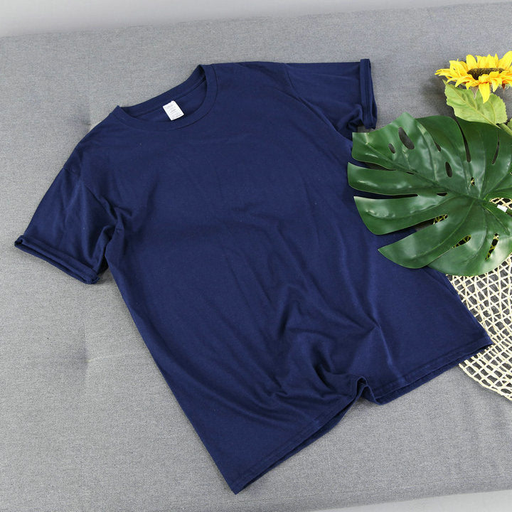 American Retro Loose Men's And Women's Solid Color Solid Color Bottoming Cotton Short-sleeved