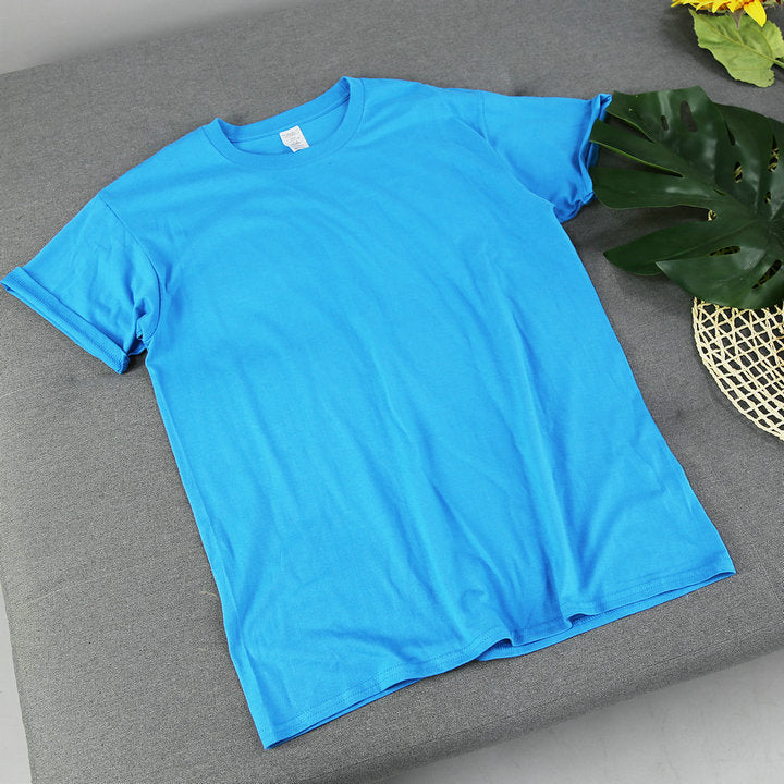 American Retro Loose Men's And Women's Solid Color Solid Color Bottoming Cotton Short-sleeved