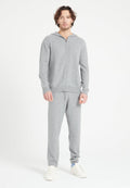 Sweat à capuche zippé homme en cachemire gris clair - LUKE 6